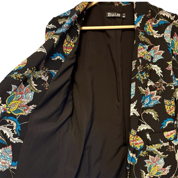 7th Avenue Women's Blackwith Bright Floral Tailored Open Jacket, size XS - Picture 6 of 10